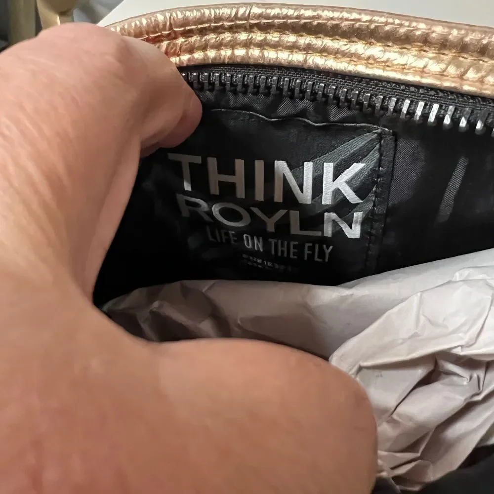 Think Royln Rose Gold Metallic‎ Quilted Wristlet